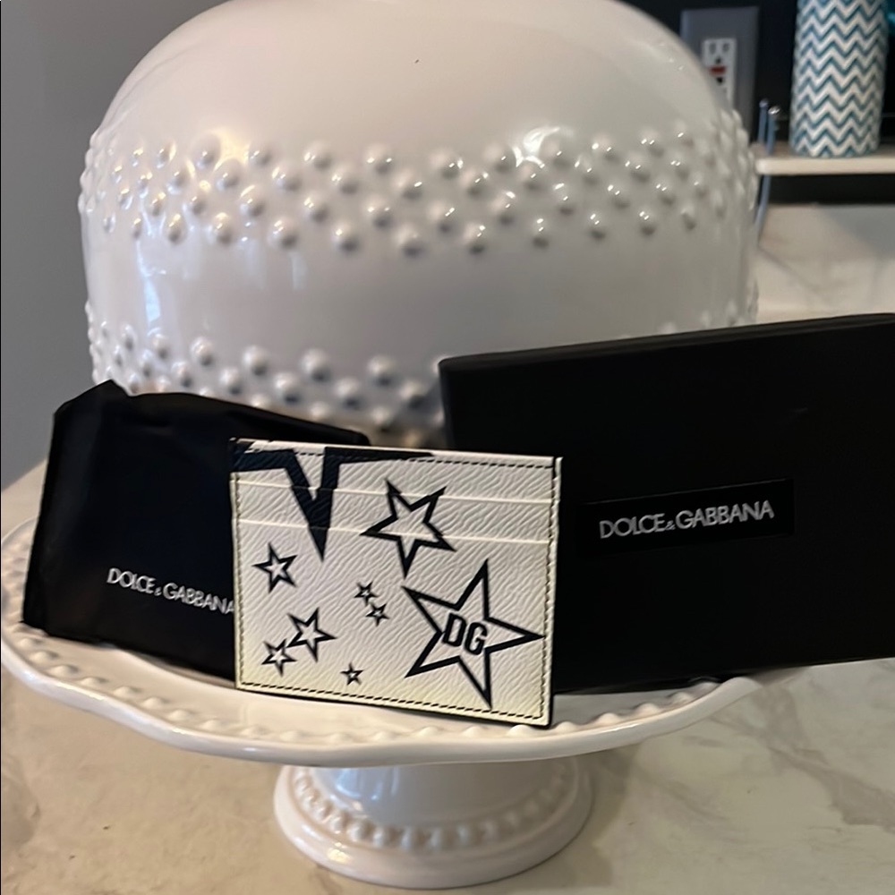 Dolce & Gabbana White Star Pattern Card Holder